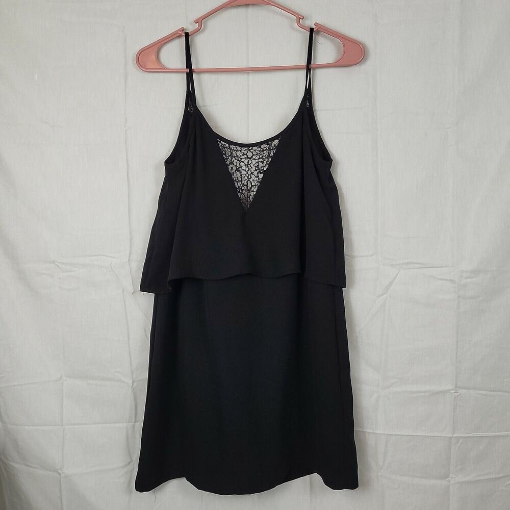 Mango Womens‎ Black Spaghetti Strap Keyhole Back Ruffled Tank Dress Size XXS